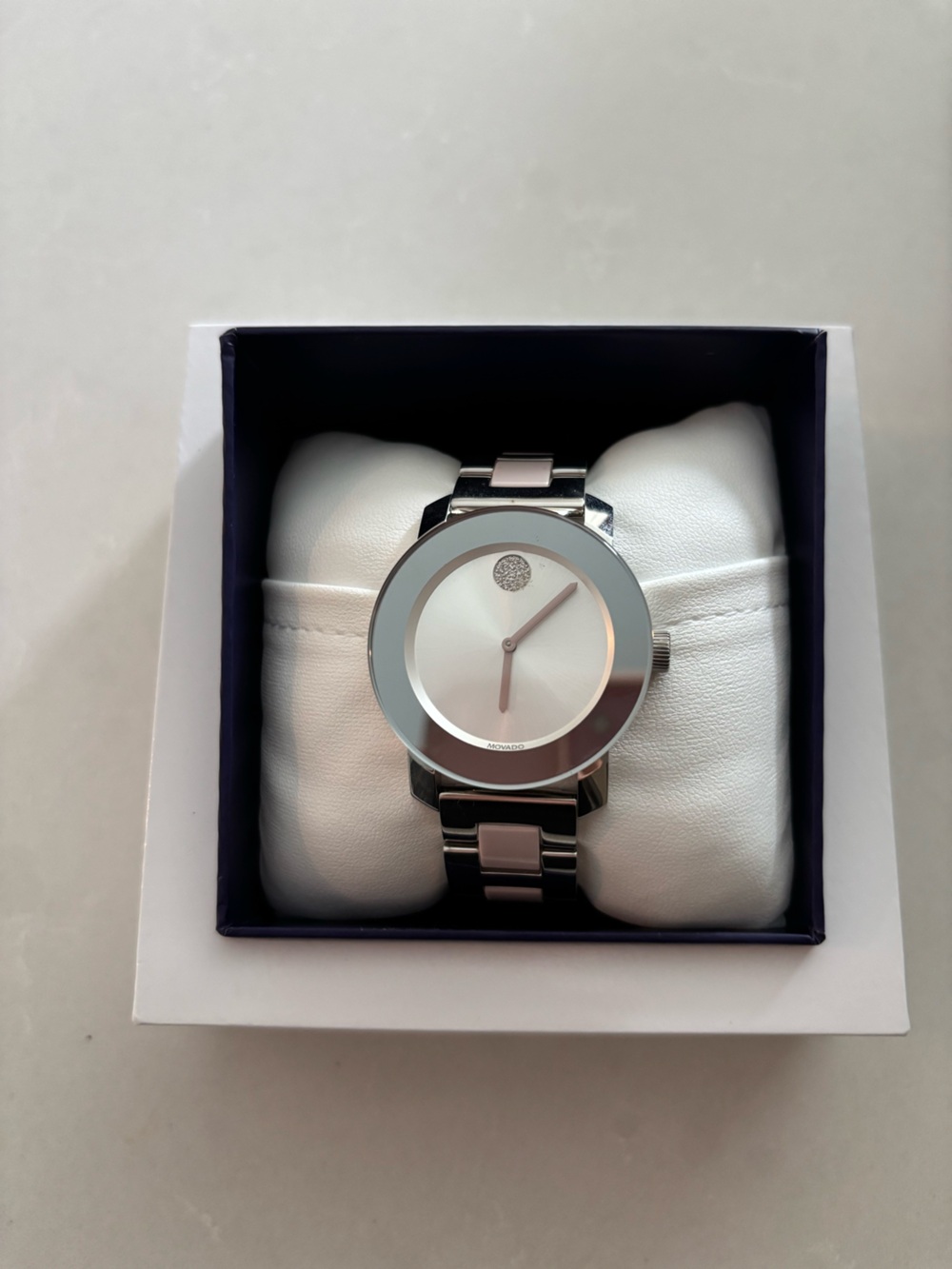 Movado Silver and White Museum Dial Bracelet Watch NWT